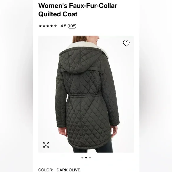 Women’s Faux-Fur-Collar Quilted Coat by Michael Kors - Picture 15 of 15